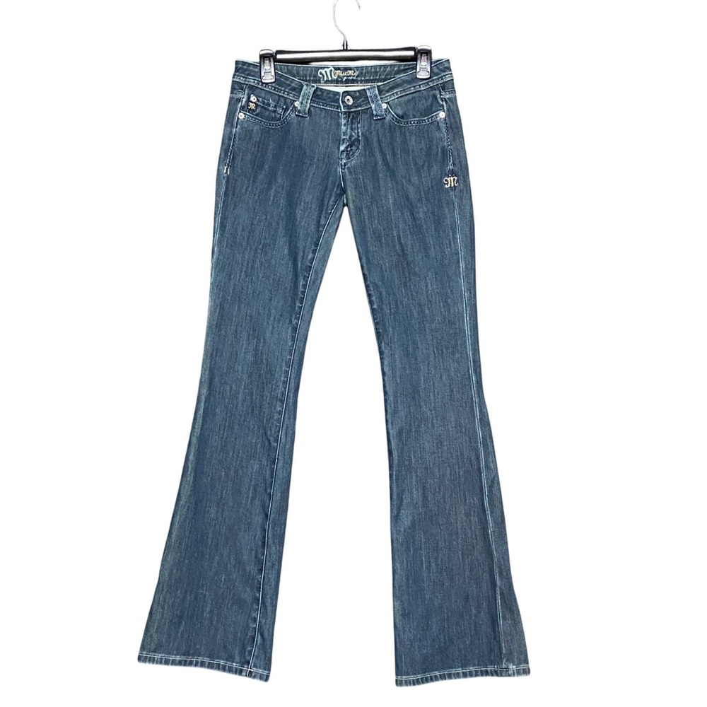 Miss Me Women Low Rise Bootcut Jeans Portugal Dark Wash Blue Size 27 Western Y2K